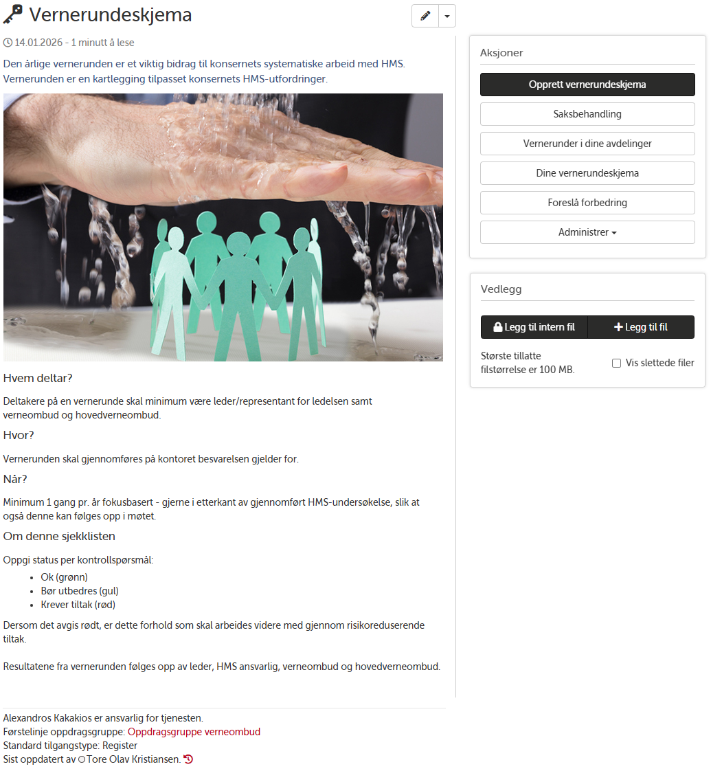 Landingsside for vernerunde