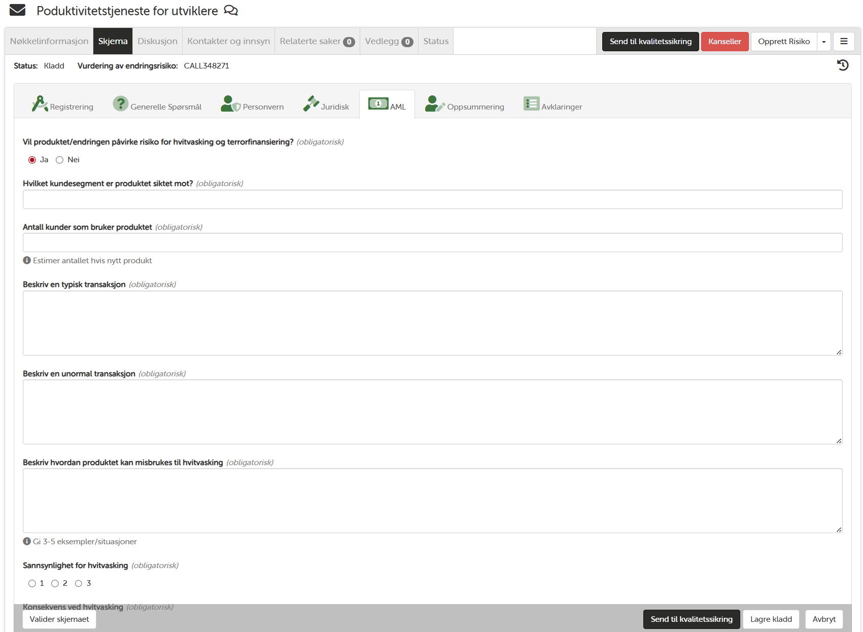 Vurdering av AML og hvitvaskingsrisiko i PoPS
